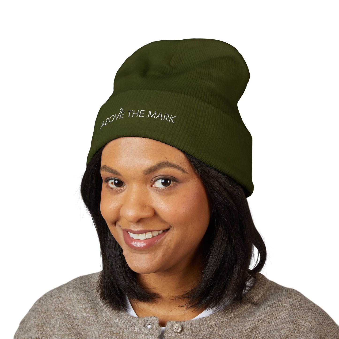 Above The Mark Embroidered Cuffed Beanie