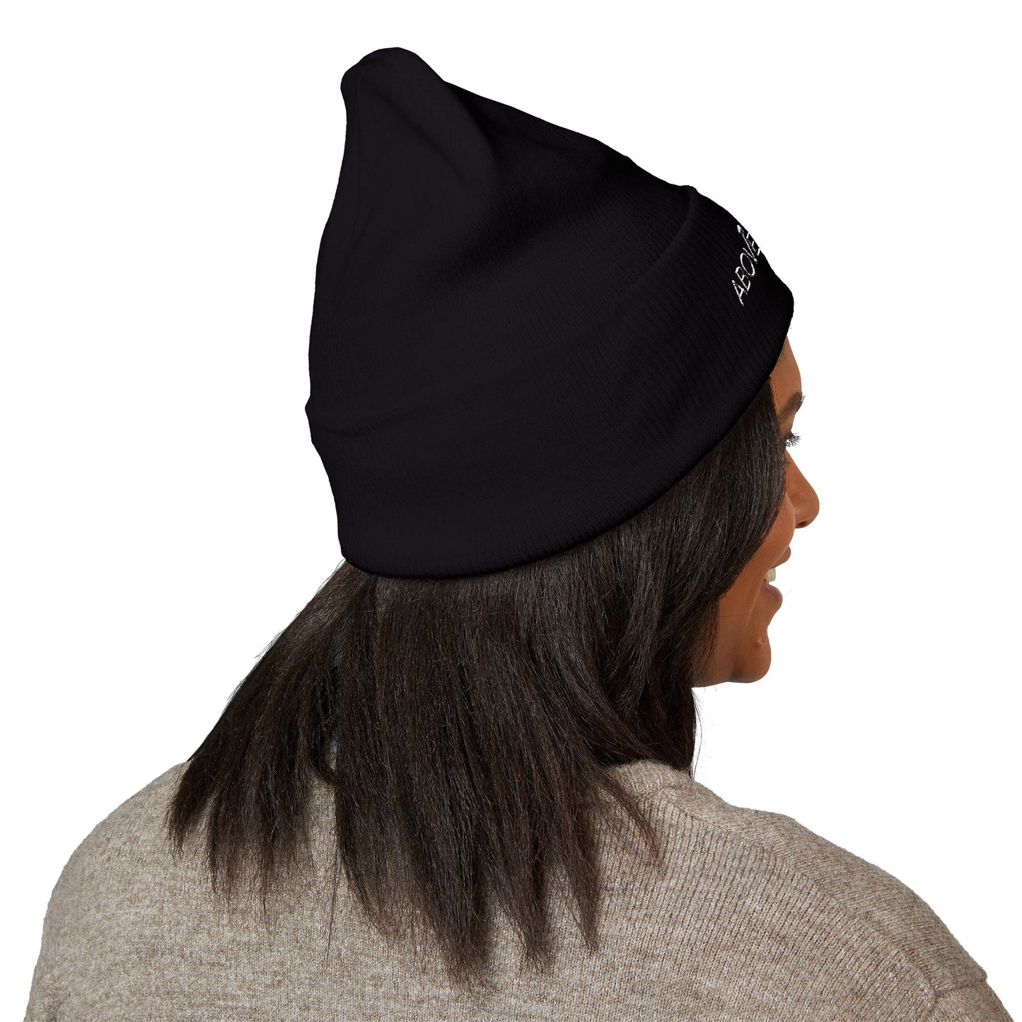 Above The Mark Embroidered Cuffed Beanie