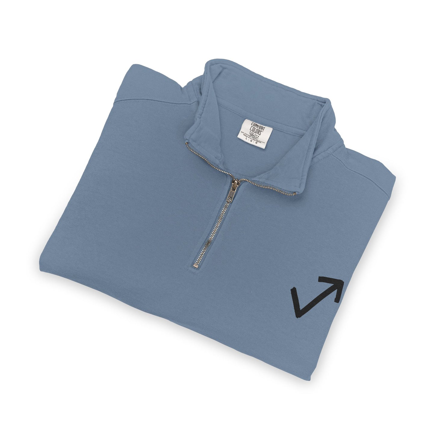 Quarter-Zip Sweatshirt — Minimal Arrow Logo & “Above The Mark” Back Print
