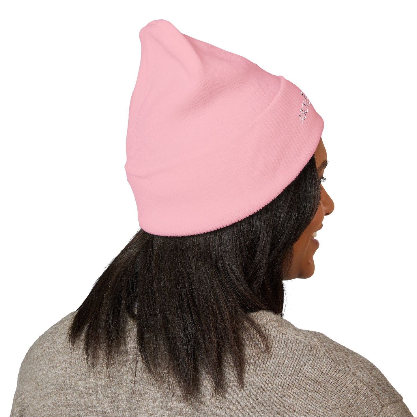 Above The Mark Embroidered Cuffed Beanie