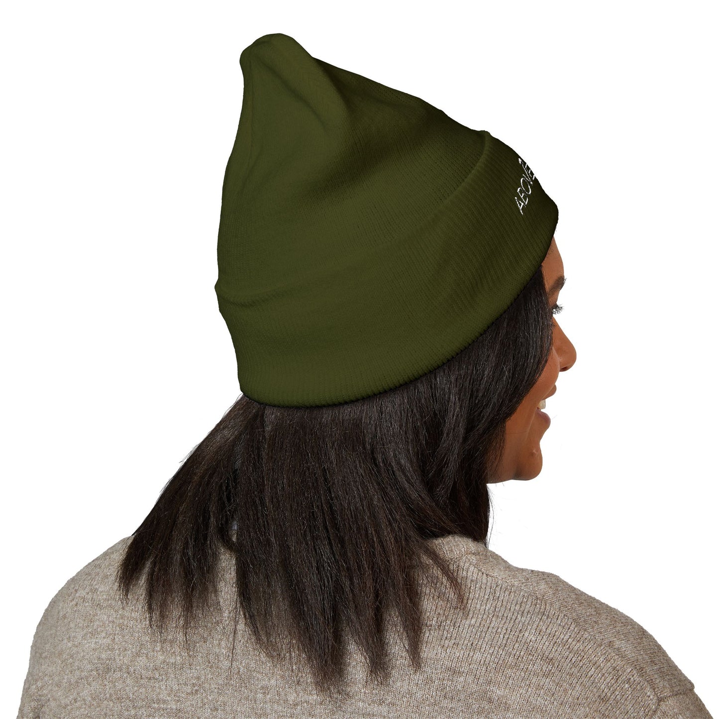 Above The Mark Embroidered Cuffed Beanie