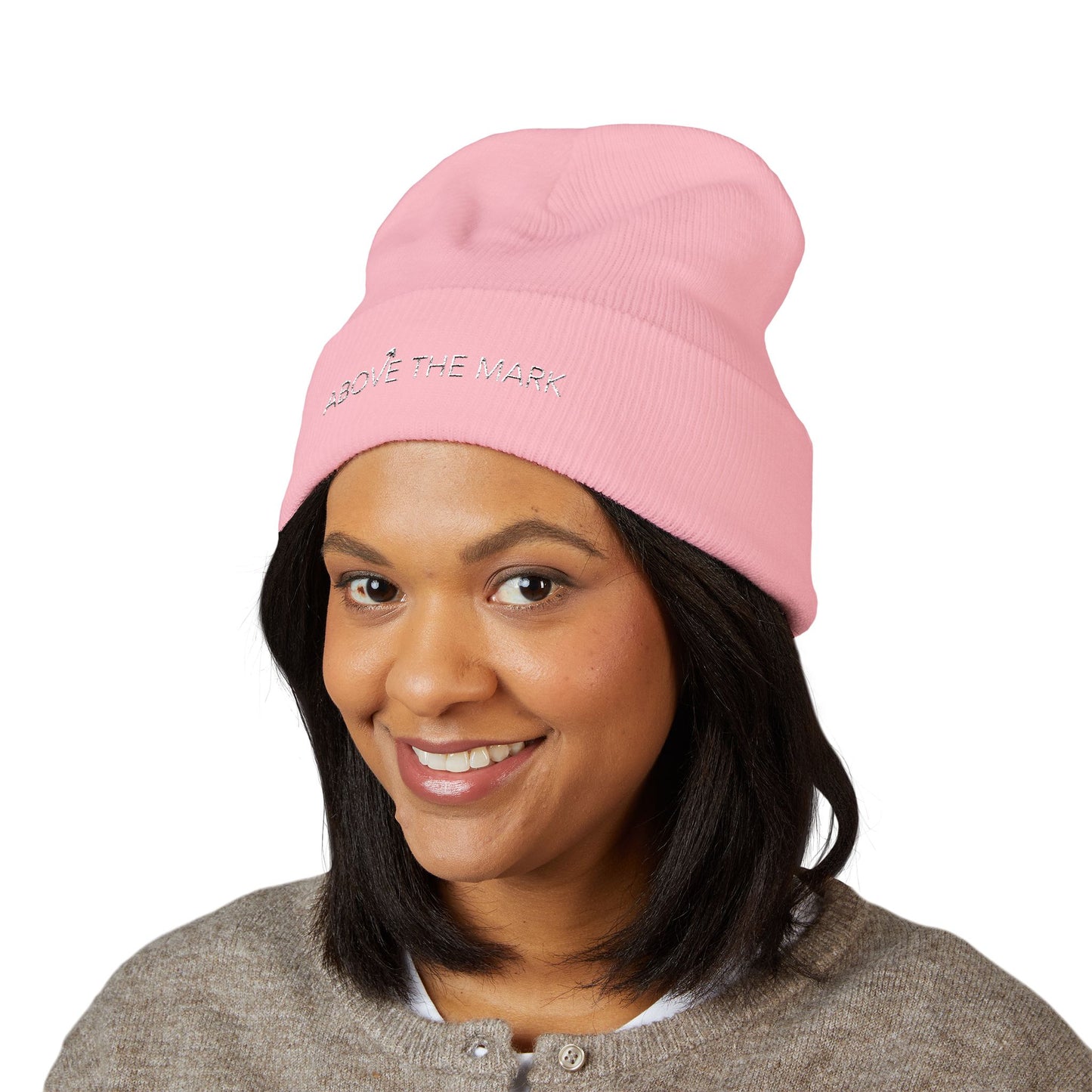 Above The Mark Embroidered Cuffed Beanie