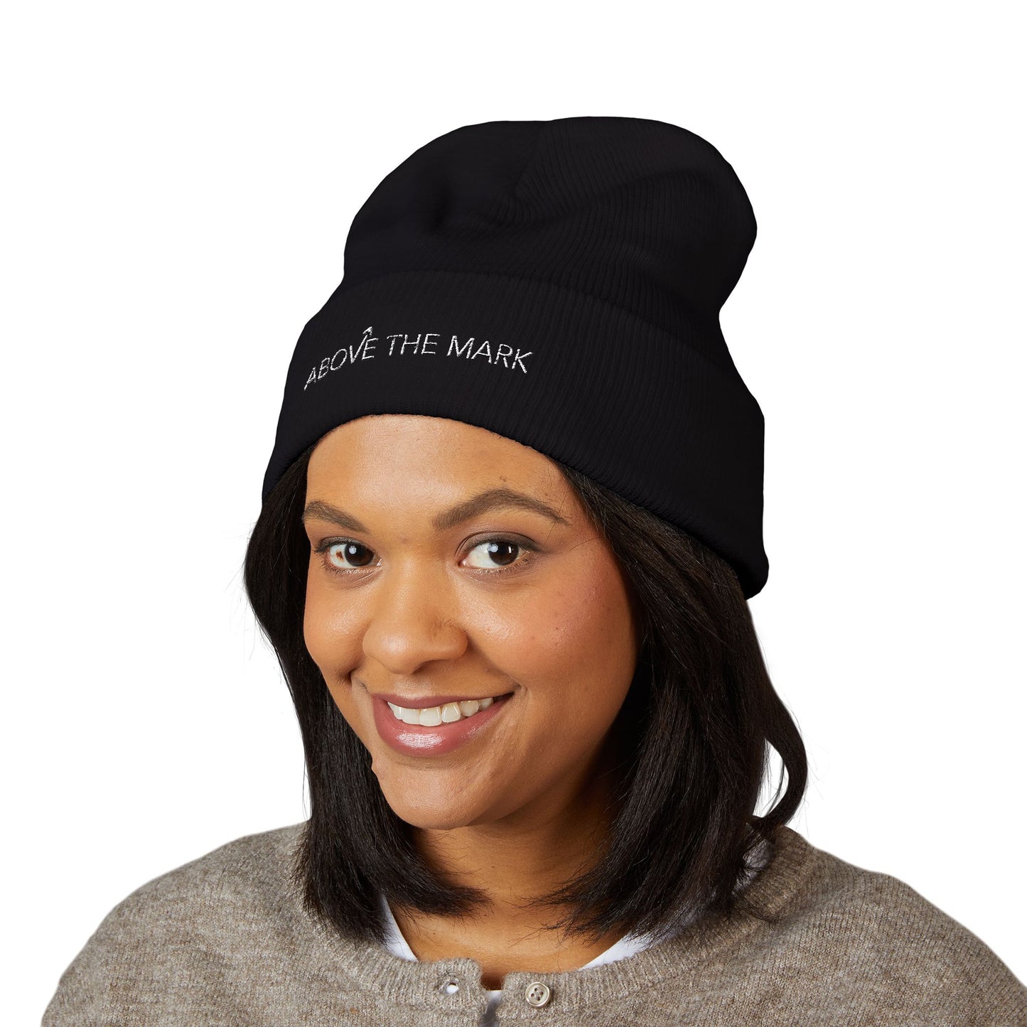 Above The Mark Embroidered Cuffed Beanie