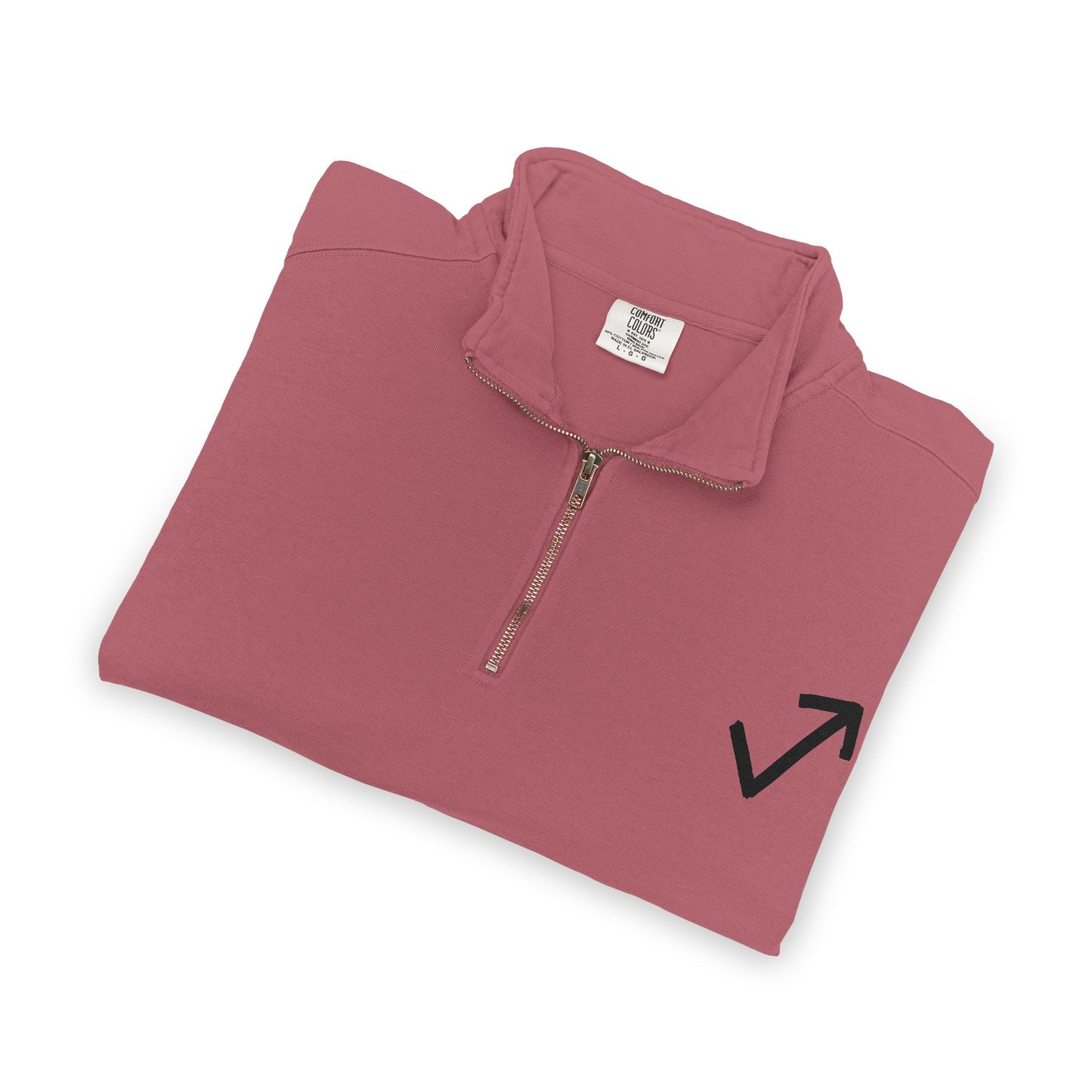 Quarter-Zip Sweatshirt — Minimal Arrow Logo & “Above The Mark” Back Print