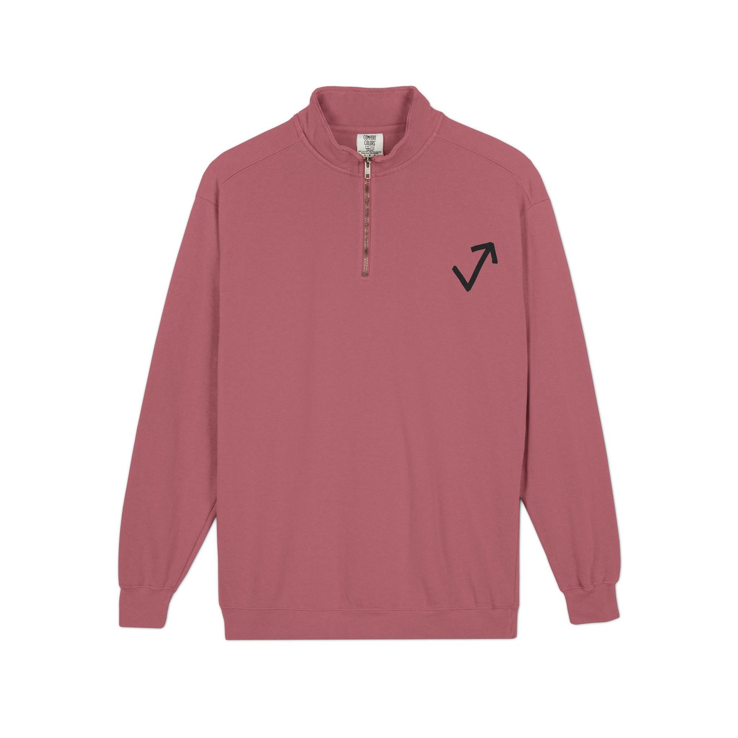 Quarter-Zip Sweatshirt — Minimal Arrow Logo & “Above The Mark” Back Print